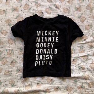Mickey & Friends Black Kids Tee with White Stacked Character Names